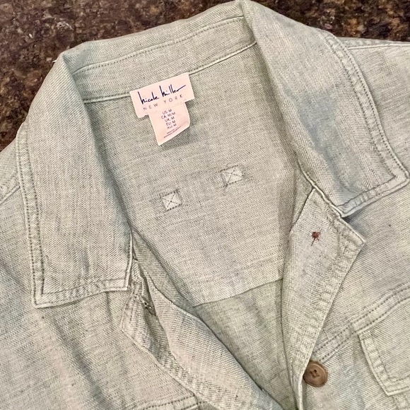 Nicole Miller Linen Jacket Sage Green sz Medium Like New - Picture 6 of 6